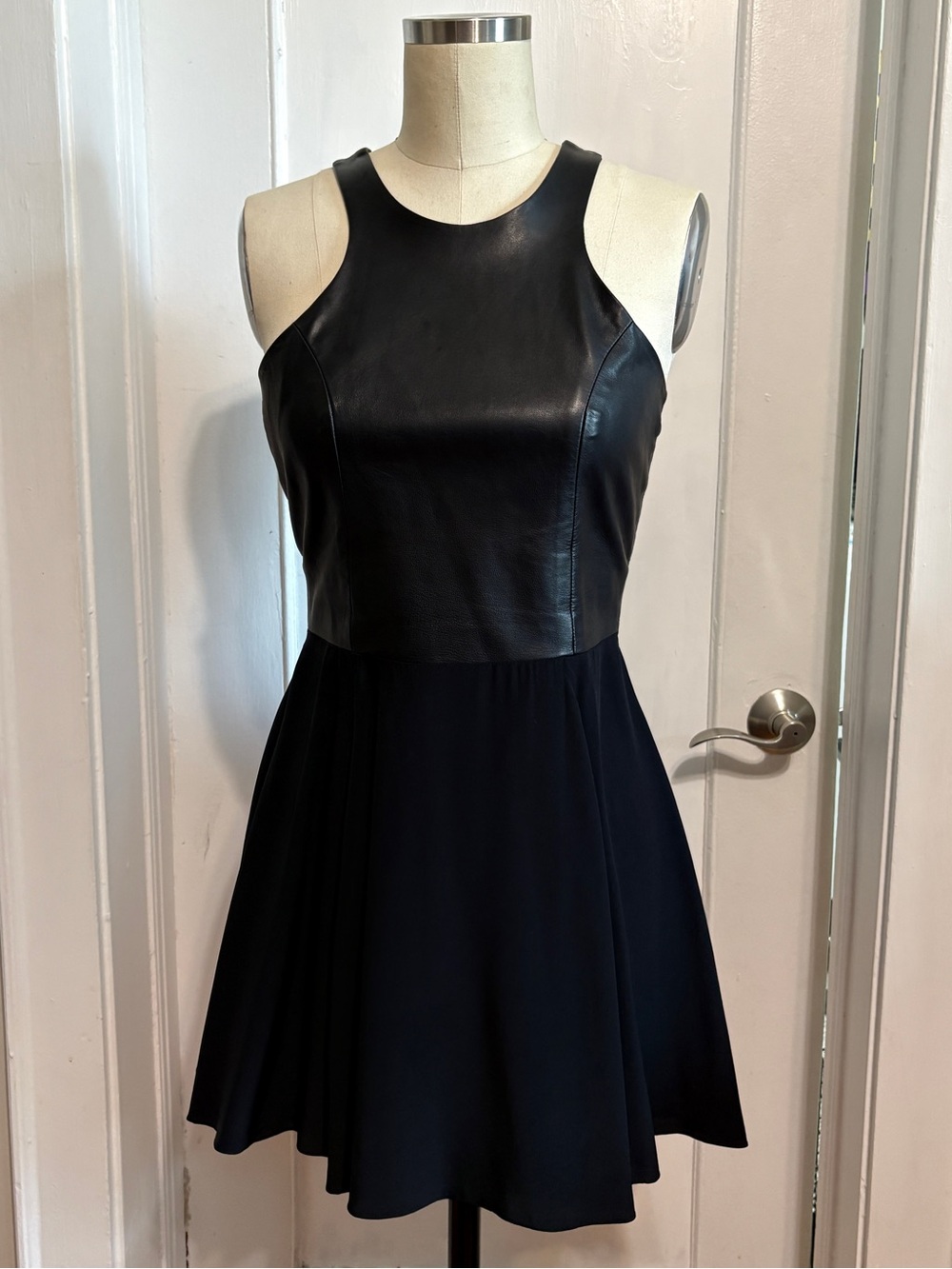Mason Black Dress 100% Silk & Lambskin - Size 4
